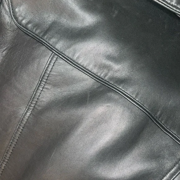 Vintage 90s Lined Belted Genuine Leather Jacket Trench Coat - Picture 8 of 8